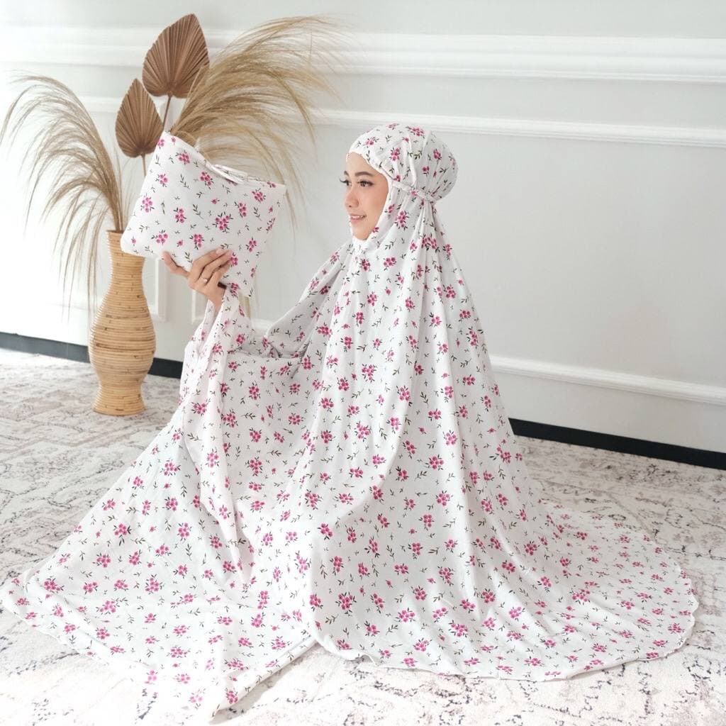 Mukena Dewasa  Bali Rayon Premum Printing Mukena Traveling  Motif Kembang Kekinian