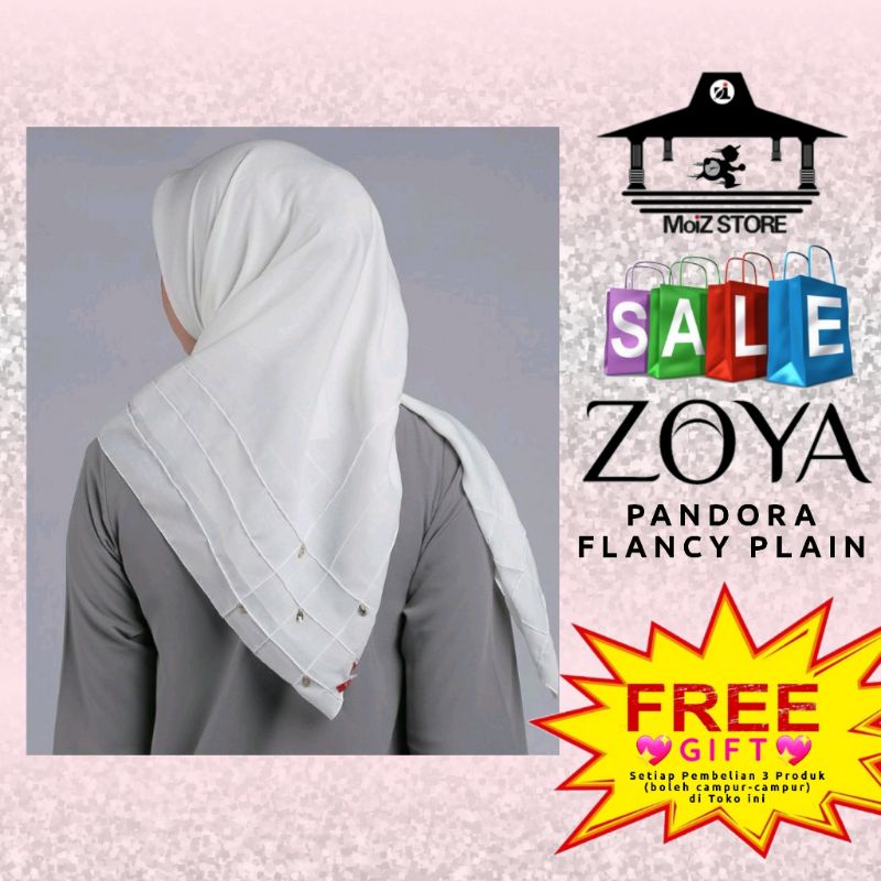 Zoya Kerudung Jilbab Hijab Scraf Segi Empat Segiempat Polos Pandora Krisi Fancy Plain Ori Premium Mu