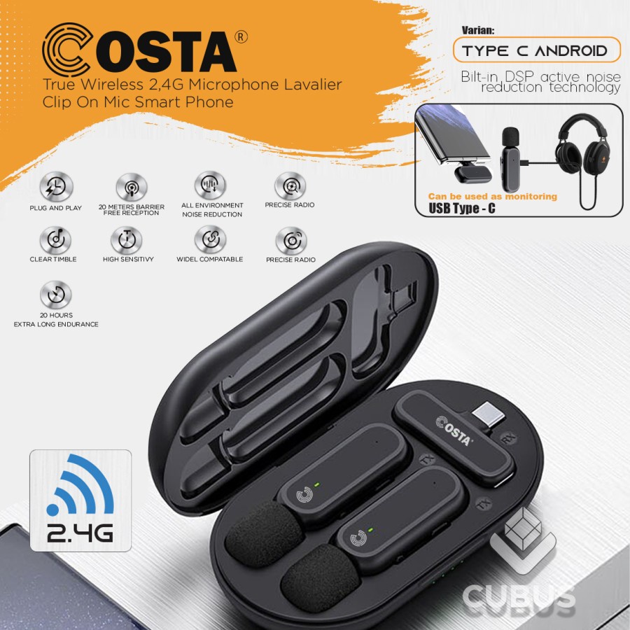COSTA True Dual TX Wireless Microphone Lavalier Clip On Monitoring
