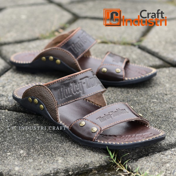 Sandal Kulit Moxxer Pria Kulit Asli Full Up Sendal Kulit Asli Selop Pria Moxxer Keren Kekinian Casual