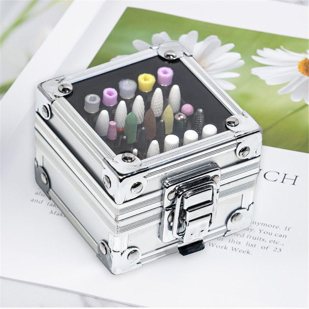 R-flower Nail Drill Bit Holder Box Manicure Container Organizer Case Kepala Poles Gerinda