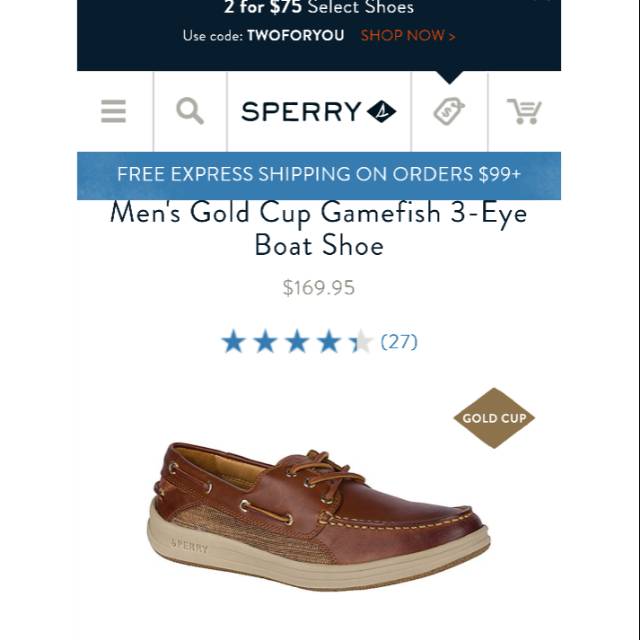 Sperry Topsider Gold Cup Gamefish 3 Eye Original