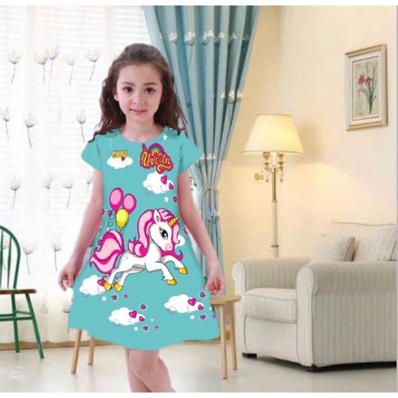 #DRESS UNICRON//DASTER ANAK PEREMPUAN PONY TERLARIS//USIA 2-12 TAHUN
