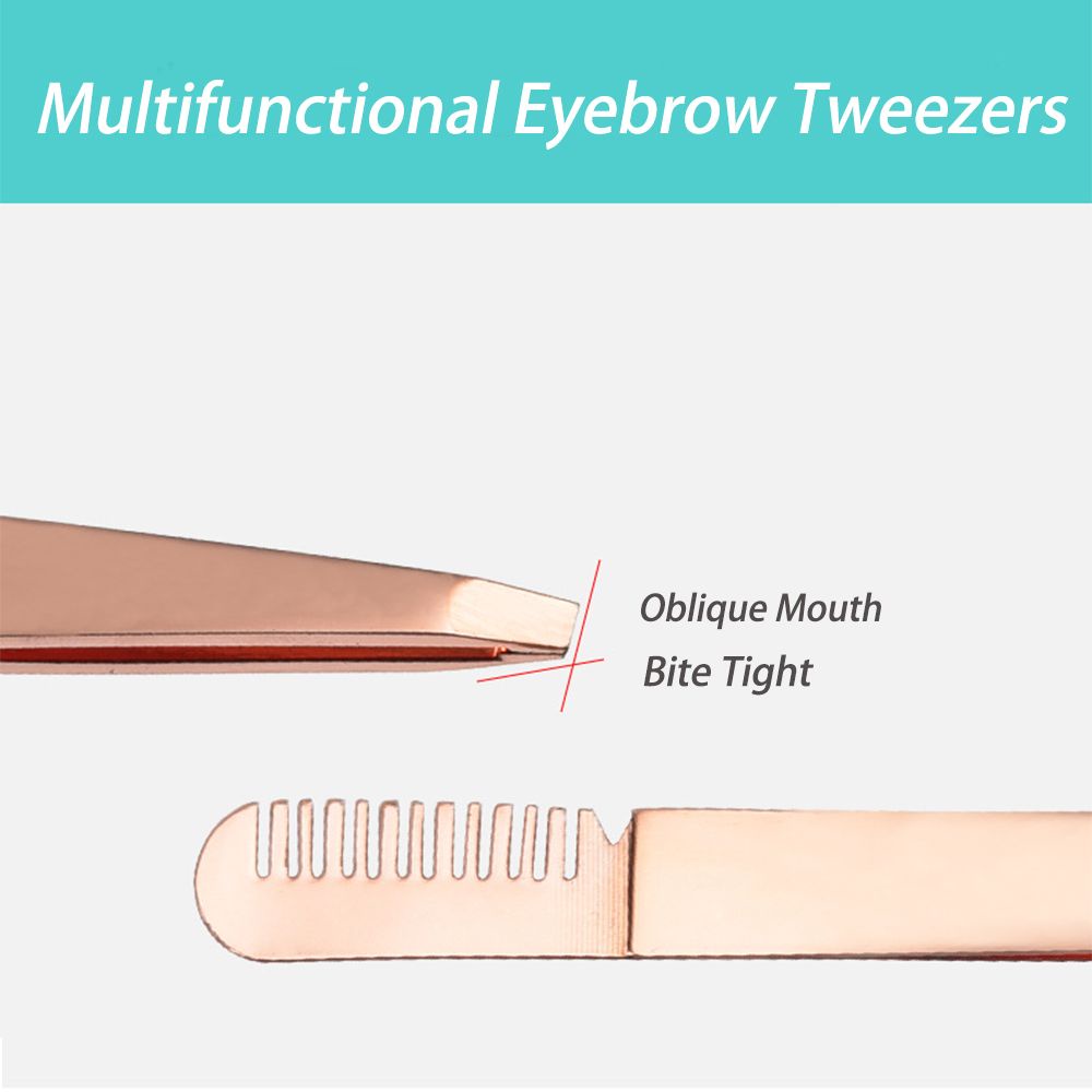 PINSET Alis 2in1 Penjepit BULUMATA DAN SISIR ALIS Eyelash Tweezers Stainless Steel False Eyelashes Makeup Volume Lashes Multifungsi Anti Karat F751