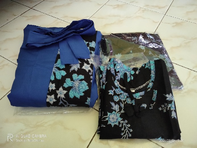 Batik Couple Keluarga Sania Ruffle Ori Ndoro Jowi Dnt Cibulan Biru