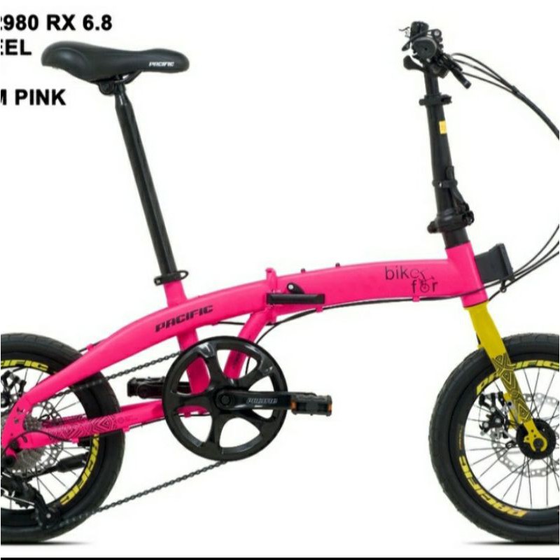 SEPEDA LIPAT PACIFIC RX 6.8 DISCBRAKE 16INCH GOJEK PINK