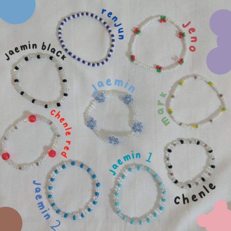 Nct Dream beads bracelet gelang manik kpop mark renjun jeno haechan jaemin chenle jisung taeyong sun