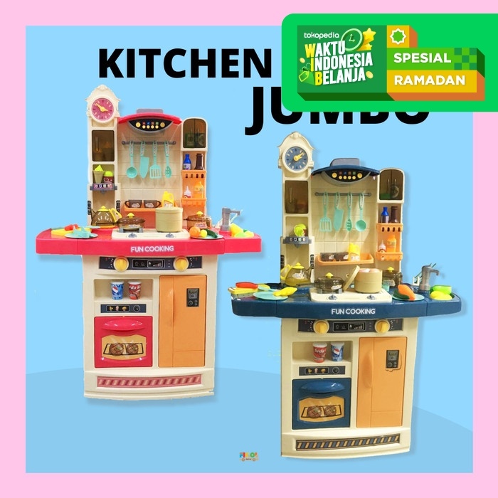Mainan Masak Masakan Kitchen Set Anak 998B Water Vapor Kitchen Jumbo - Biru