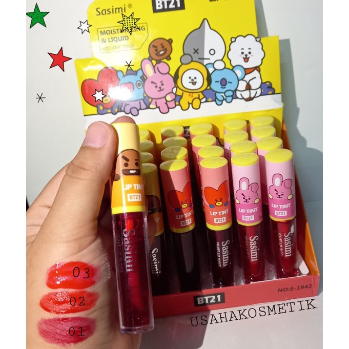 PROMO PER6PCS LIP TINT SASIMI BT21 MOISTURIZING &amp; LIQUID NO. S-1942