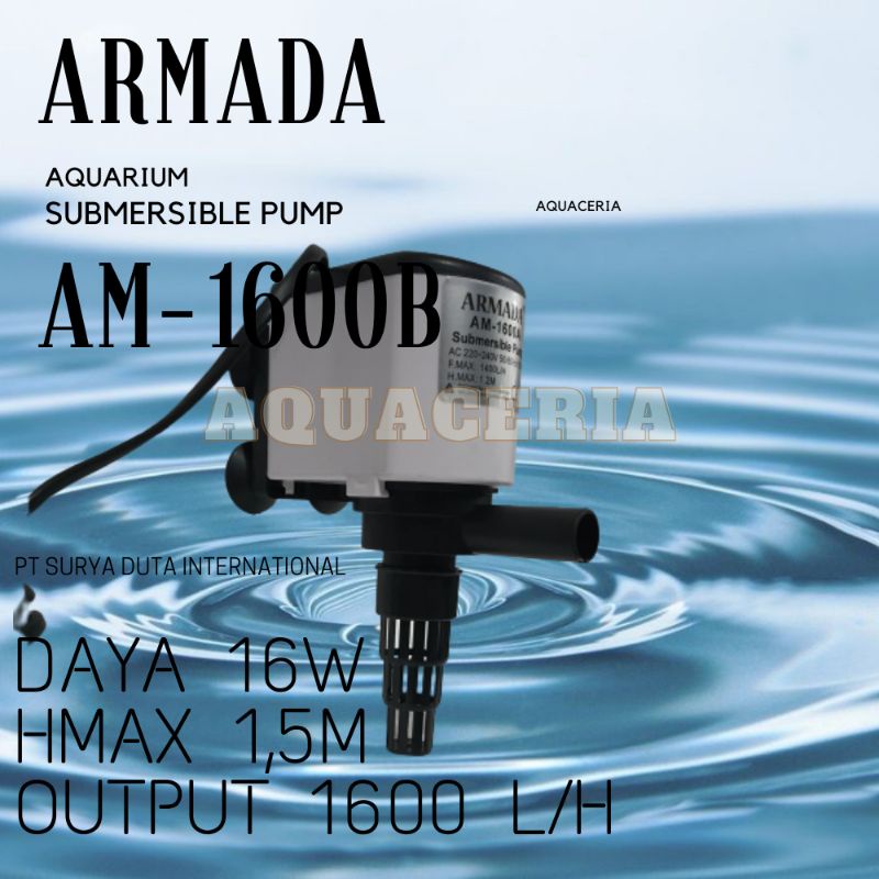 Mesin pompa celup Aquarium ARMADA AM 1600 B Powerhead Aquarium 70 - 100Cm