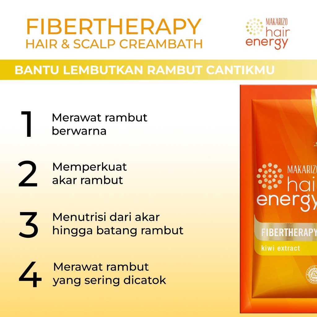 PAKET ISI 12 - Makarizo Hair Energy Fibertherapy Hair & Scalp Creambath Kiwi 30 mL-3