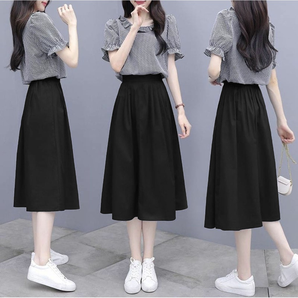 *[MCFK] Stelan Korita / Setelan Square Basic Korea / Set Wanita / Baju Dan Rok Wanita / Pakaian Wanita Terbaru