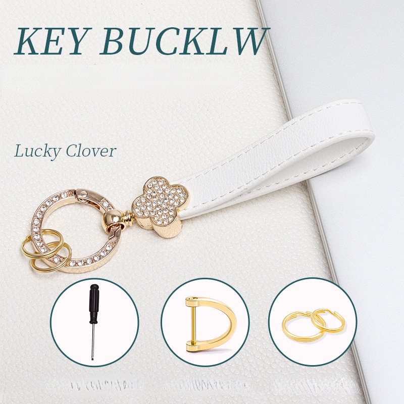 Four-leaf Clover PU Leather Car Key Keychain Hadiah Bisnis Untuk Pria Wanita Car Key Strap Waist Wallet KeyChains Keyrings