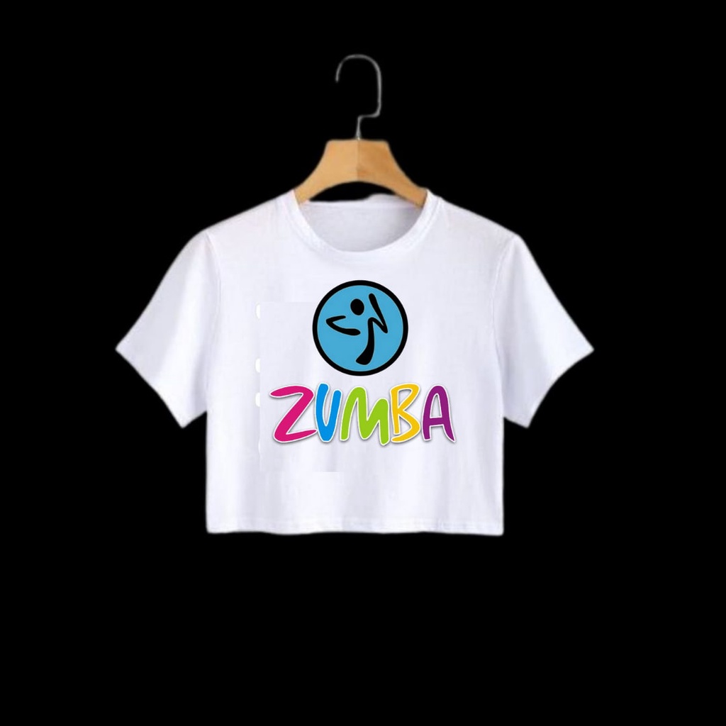 Clothing May - Kaos Crop Top  Zumba Kaos Senam Aerobic Kaos Distro Croptop Atasan Krop Top Wanita Cewek Viral