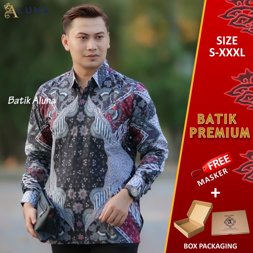 KEMEJA BATIK PREMIUM PRIA SOLO MOTIF KAWUNG KOMBINASI LENGAN PANJANG REGULAR FURING KATUN PCW 104