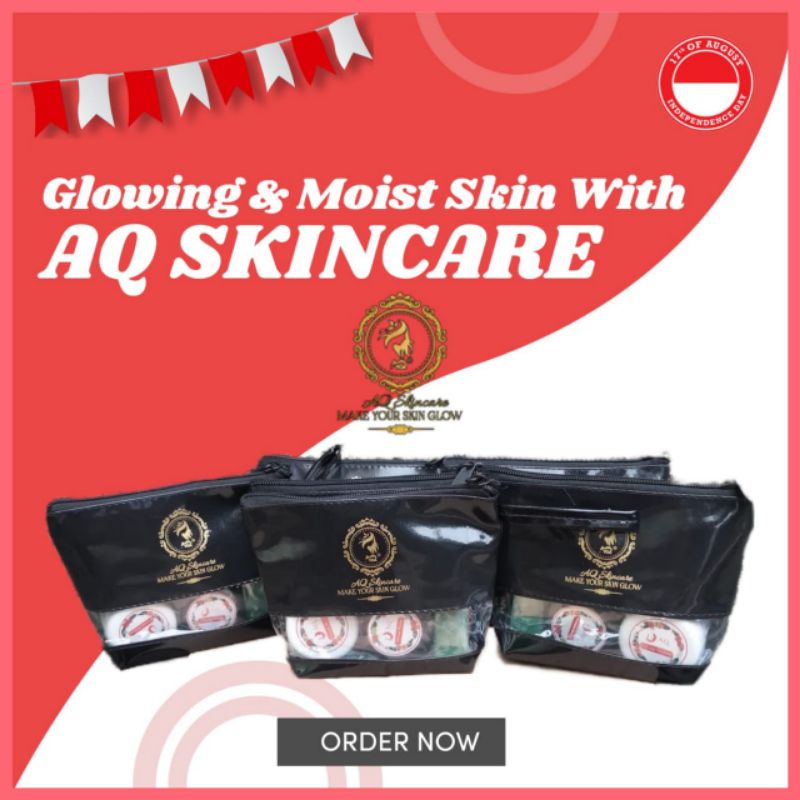 (BISA COD) SATU PAKET LENGKAP SKINCARE SKIN CARE KRIM CREAM AQ GLOW ORIGINAL FREE POUCH CANTIK