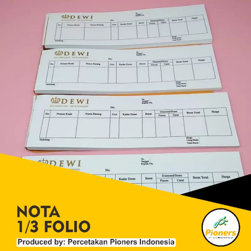 

Cetak Nota 1/3 Folio