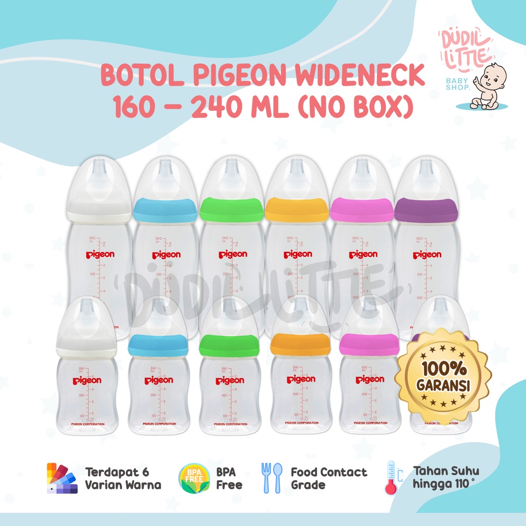 PIGEON Botol Susu PP Wide Neck Bening 1 pcs 160ml - 240 ml - 330ml 100% Garansi Original