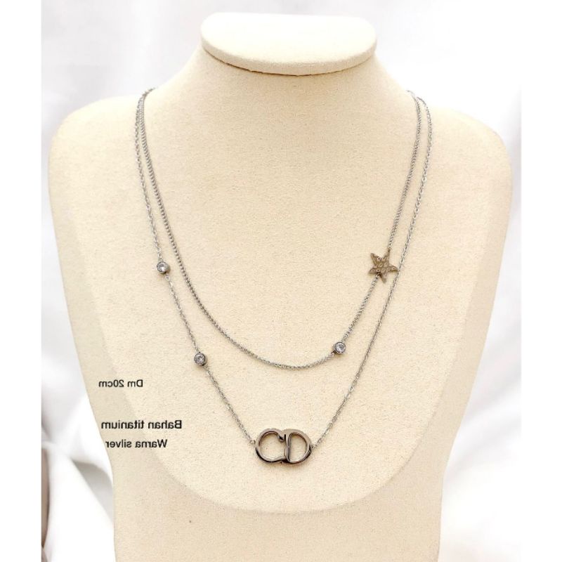 Kalung Titanium asli Silver Premium Quality Anti karat anti alergi Stainless steel ori Branded Band  Bandul cd K0012