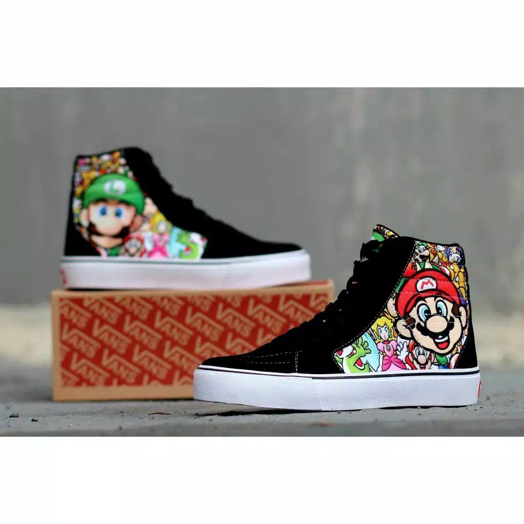 SEPATU PRIA & SEPATU WANITA / SEPATU SNEAKERS VANS SK8 HIGH BLACK WHITE MIRROR ORIGINAL