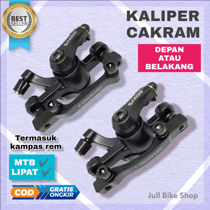 Kaliper rem cakram sepeda lipat mtb depan dan belakang caliper SAKONI disc brake kepala mekanik F160 R 140 F180 R160