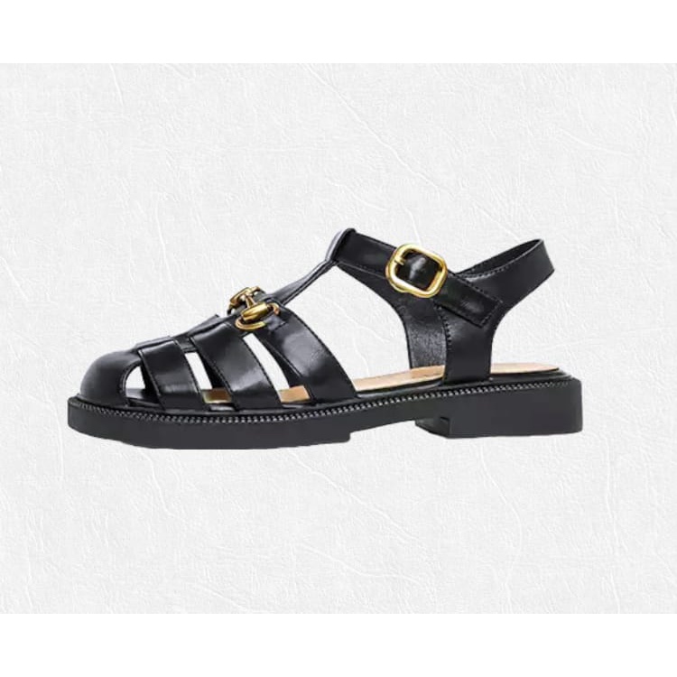 Sepatu Sandal Loafers '' JESSY '' Black And White Premium 023