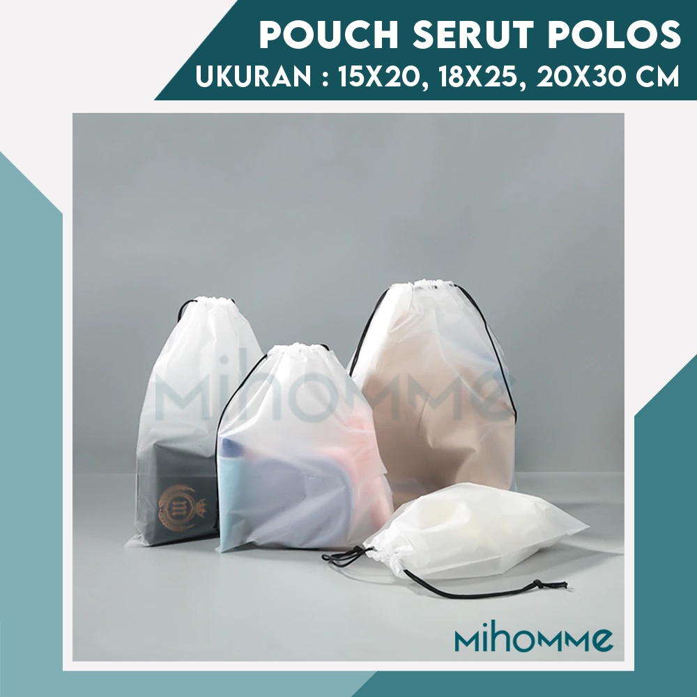 Pouch Serut Polos Storage Travel Organizer Tas Kantong Plastik Doff