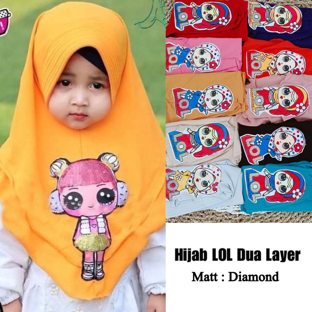 Jilbab Anak LOL Led 2 Layer Hijab LOL Anak Simple Pet Led