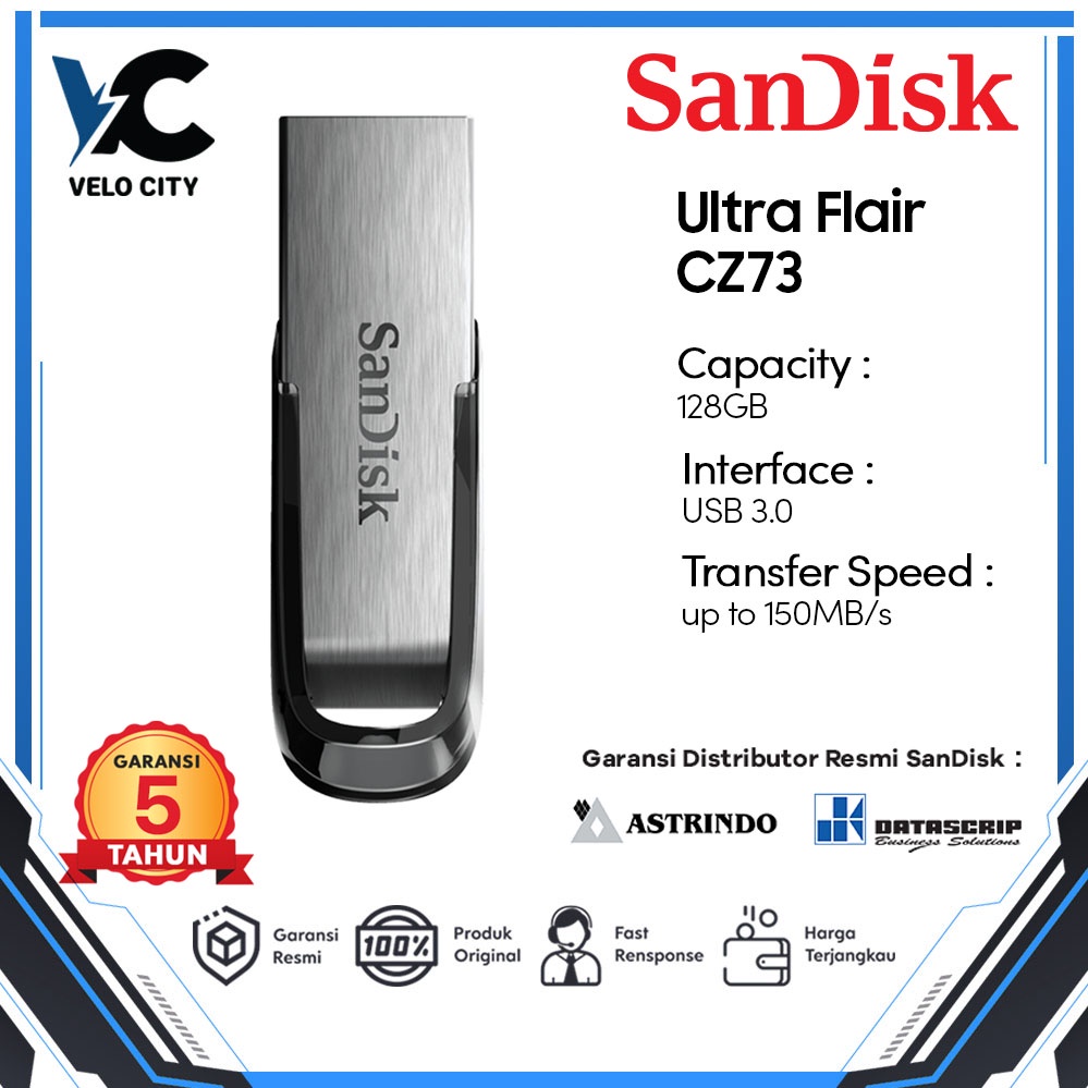 SanDisk Ultra Flair USB 3.0 Flash Drive 128GB up to 130Mbps (CZ73)