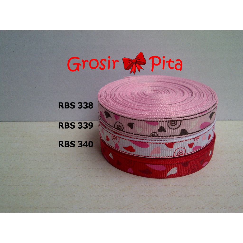 

(25 yard) Pita Grosgrain Motif Love RBS 338,339,340 | Toko Bahan Craft | Grosir Pita