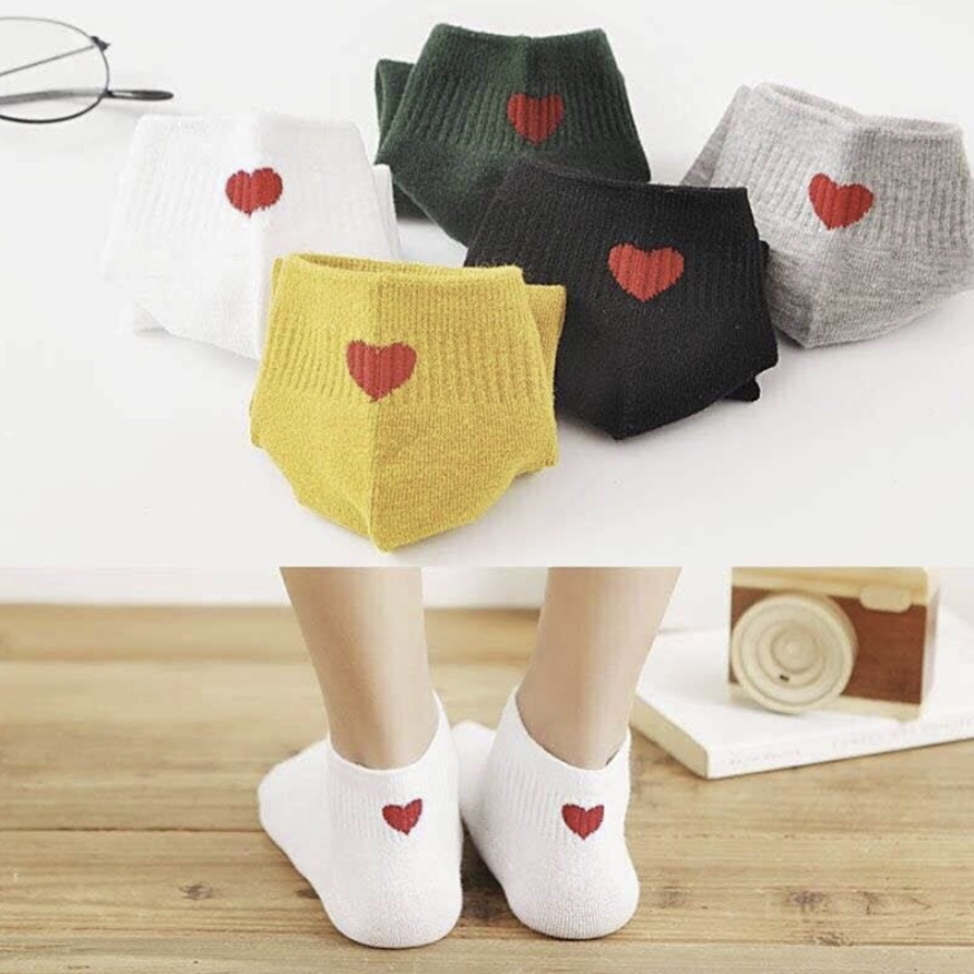 MURMURE.ID | 5PCS KAOS KAKI WANITA IMPORT ALA KOREA ISI 5 PCS ANKLE SOCK 5IN1 CS031-LOVE