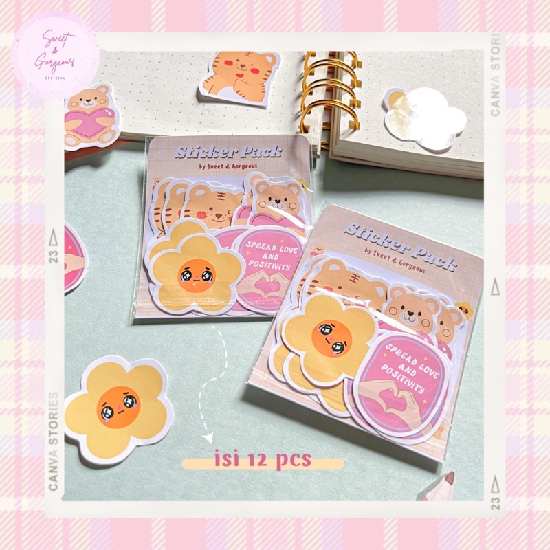 

SNG - 12 Pcs Lovely Sticker Pack Sticker Dekorasi Sticker Diary Journal