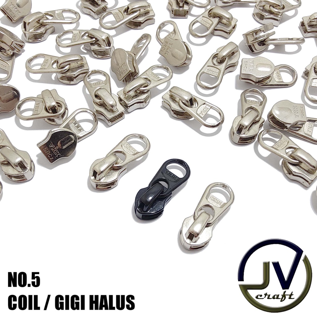 KEPALA RESLETING YKK COIL GIGI HALUS NOMOR 5 CEBOL TERBALIK