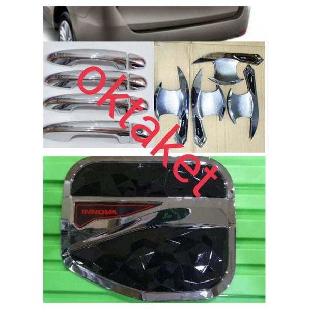 paket outer handle tank cover all new innova 2016-2021 trd sportivo hitam chrome