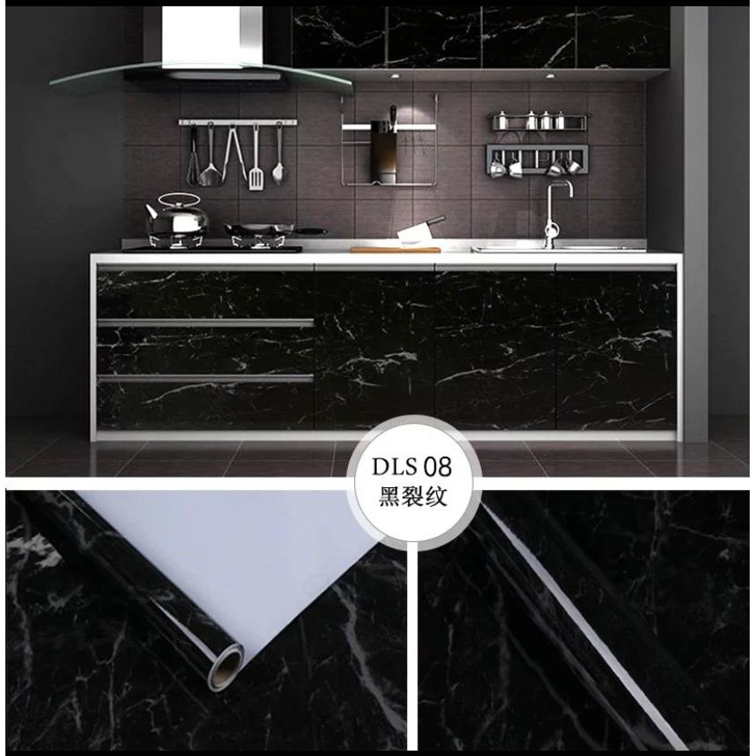 Wallpaper Dinding Motif Marmer Hitam