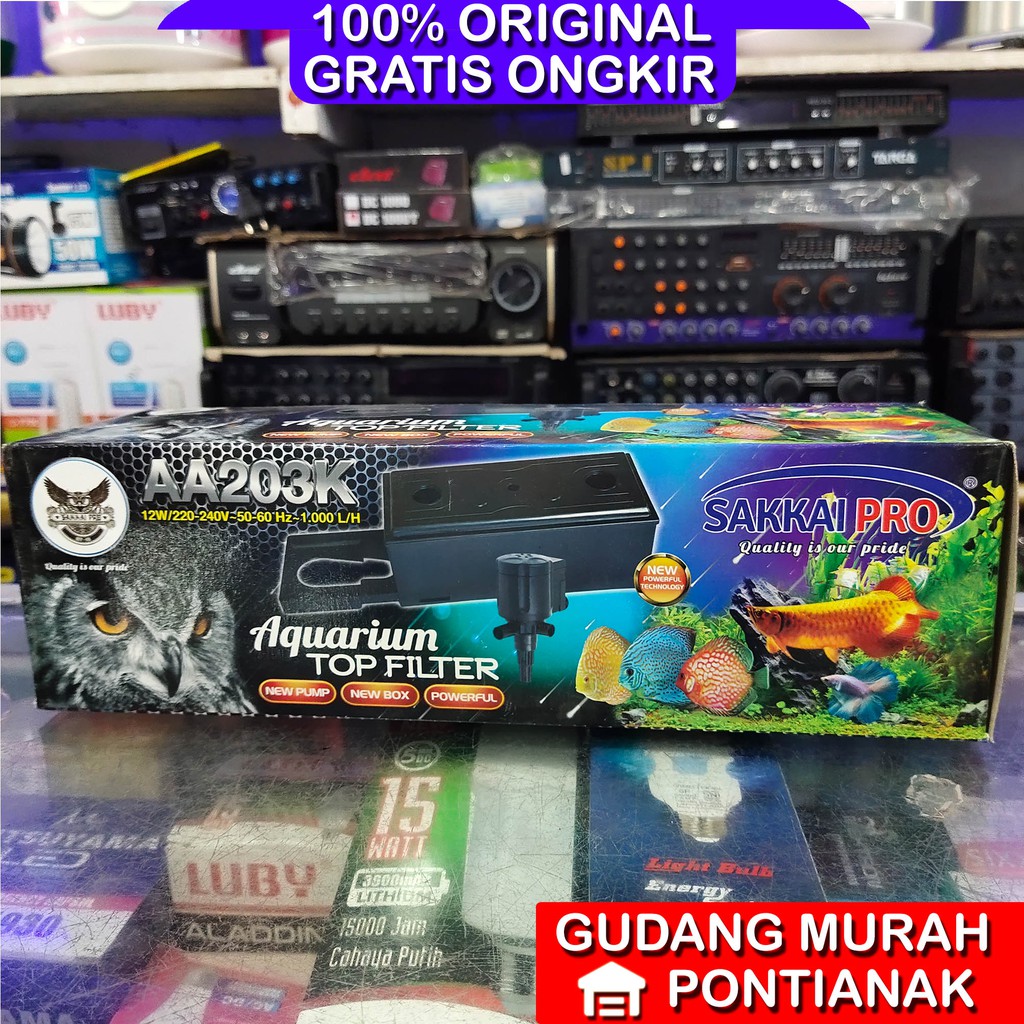 Pompa Mesin Aquarium 12w Set lengkap Filterbox SAKKAI PRO AA203K kotak saringan air oksigen ikan
