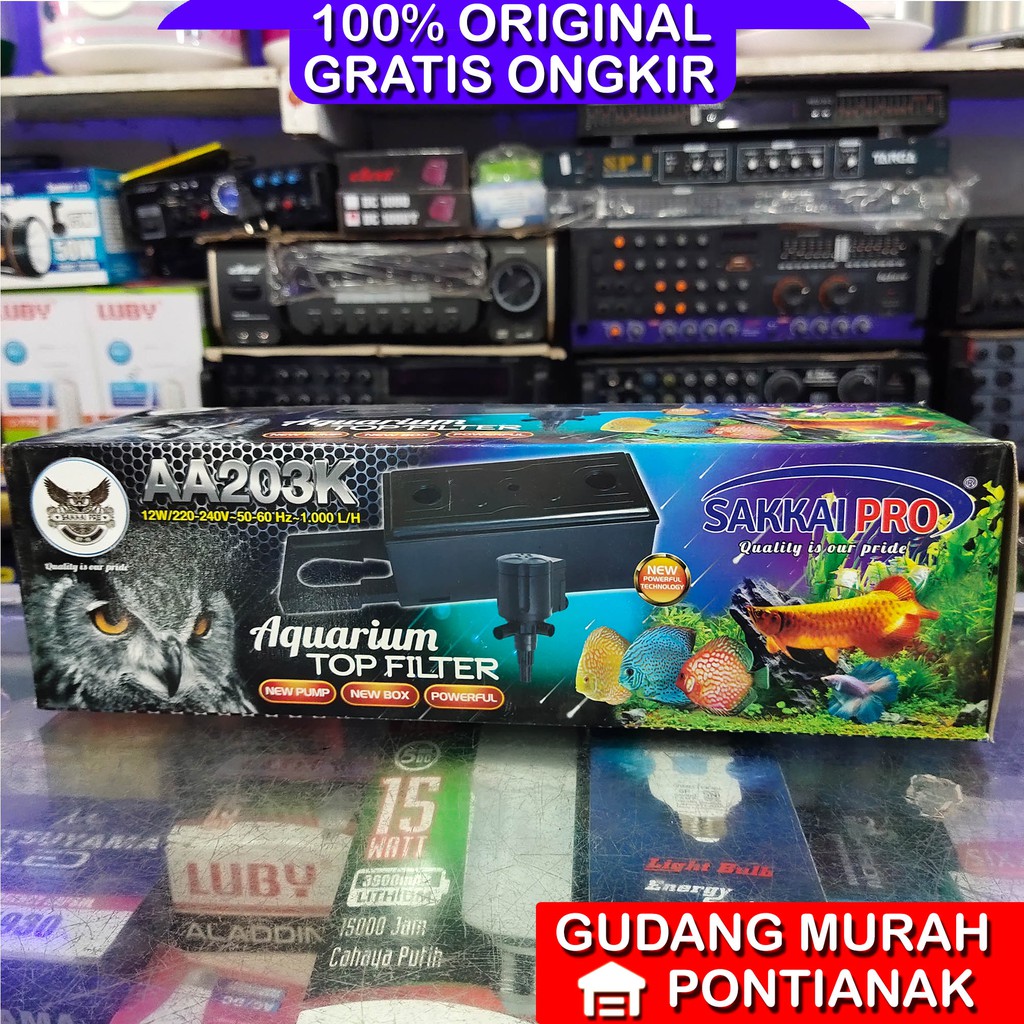 Pompa Mesin Aquarium 12w Set lengkap Filterbox SAKKAI PRO AA203K kotak saringan air oksigen ikan