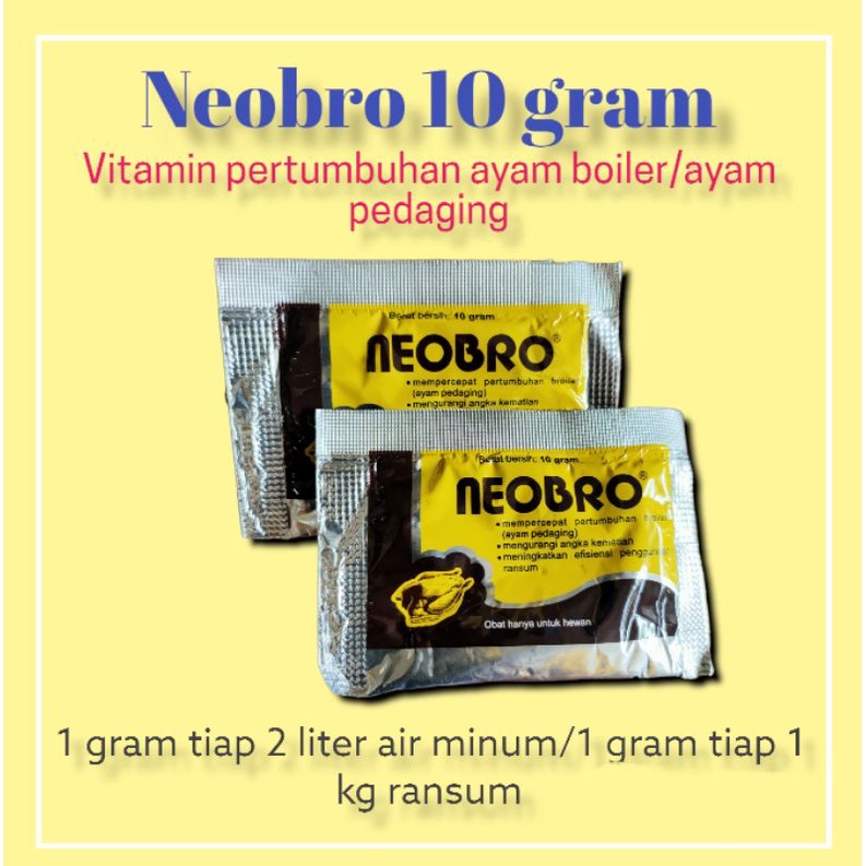 neobro 10 gram vitamin pertumbuhan ayam boiler