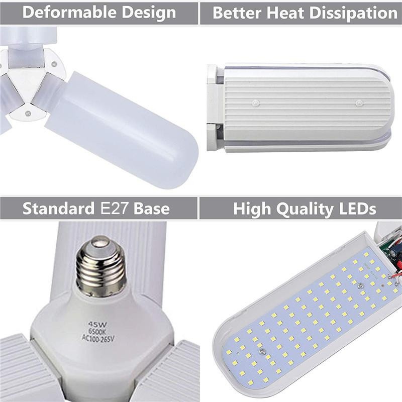 Fan Blade Foldable LED Bulb 45W E27 6500K 1800 Lumens - Lampu LED dengan Desain Kipas