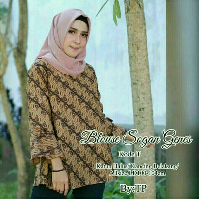 Atasan Blus Wanita - Atasan Batik Wanita - Blus Batik Sogan - Atasan Sogan - Atasan Muslim - Atasan