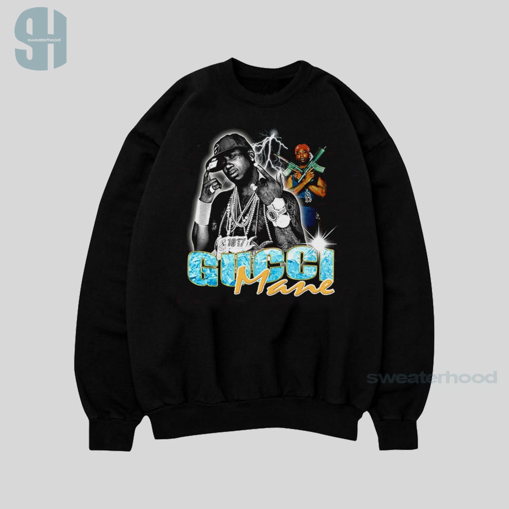 Crewneck Black Gucci Mane Sweatshirt Hitam Jaket Vintage Pria Dan Wanita Sweaterhood