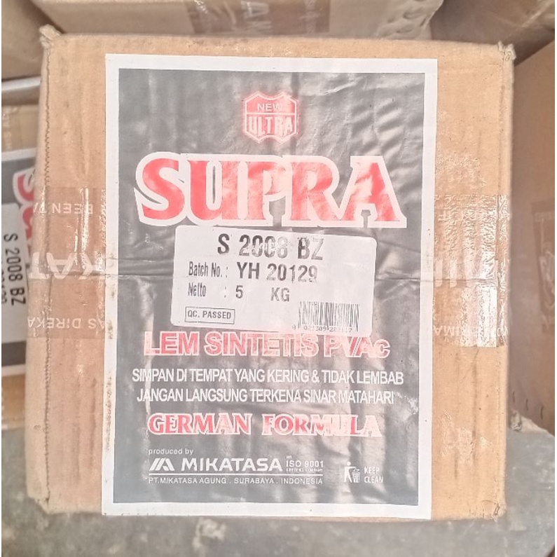 

HJK LEM PUTIH PVAC SUPRA 5 kg DARI MIKATASA TIPE 2004 dan 2005 dan 2008 or lem kayu Supra