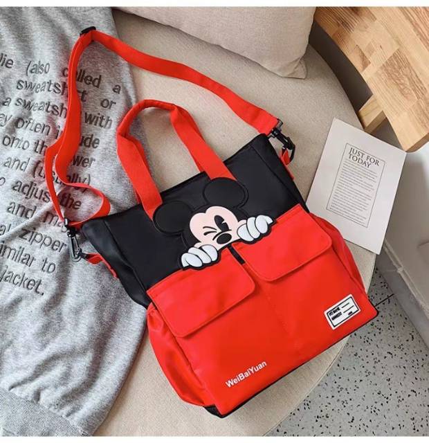 TOTE BAG MICKEY POCKET ADA TALI PANJANG NIQABIS TAS MURAH TAS FASHION TAS IMPORT LOOKALIKE