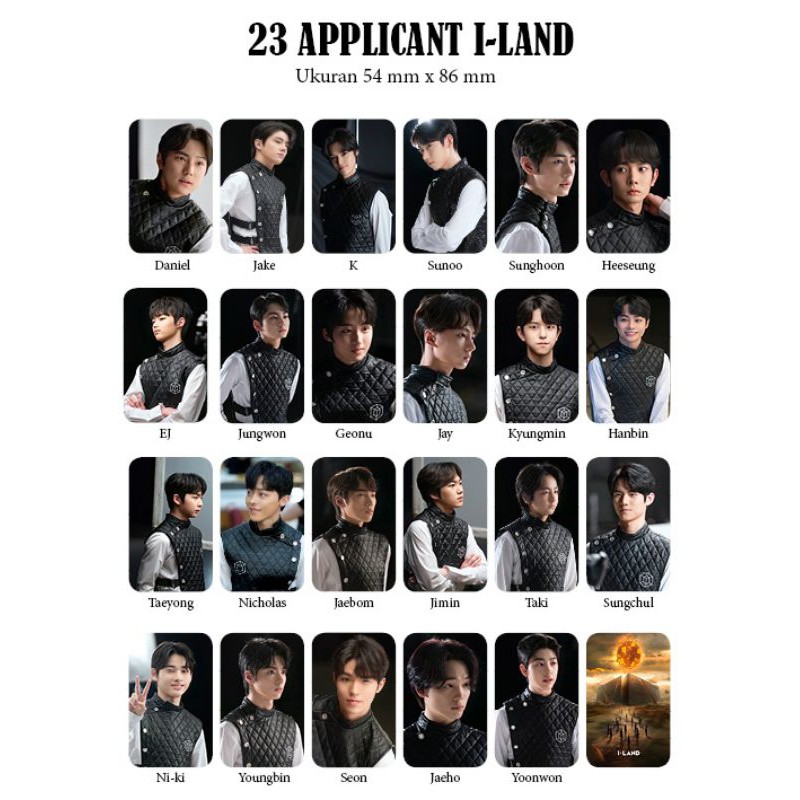 [UNOFFICIAL] PHOTOCARD SATUAN 23-22 APPLICANT ILAND GEONU SUNOO SUNGHOON HEESEUNG JAKE DANIEL HANBIN