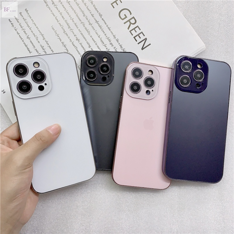 Case Pelindung Bahan Akrilik Anti Sidik Jari Warna Ungu Gelap Untuk Iphone 14 Pro Max