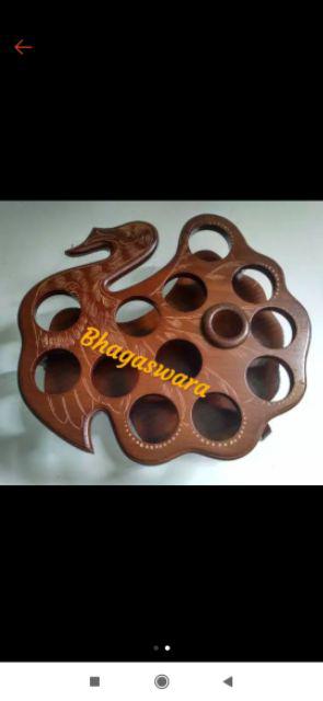 Tempat/tatakan Aqua Gelas Kayu Jati Model Kalkun