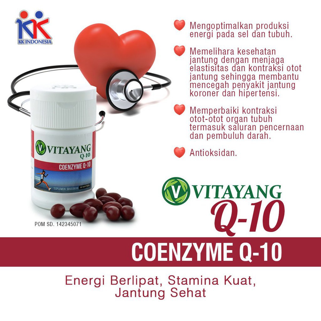 (BELI 3PCS HEMAT) Vitayang Coenzyme Q10 KK Indonesia Enzim Koenzim Pembentuk ATP meningkatkan Energi