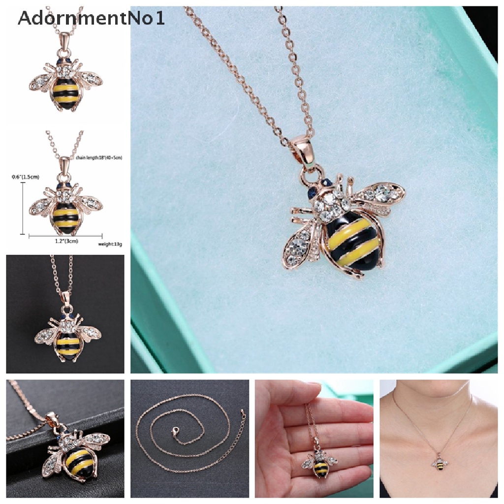 (AdornmentNo1) Kalung Rantai Dengan Liontin Lebah Bumblebee Hias Kristal Untuk Wanita