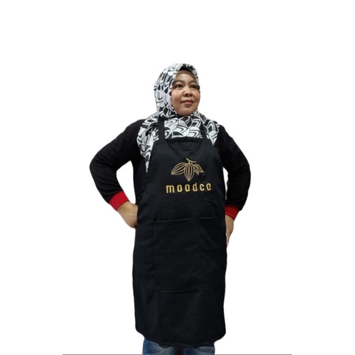 Apron Masak/Celemek Masak Polos Custom Logo Sablon dan Bordir