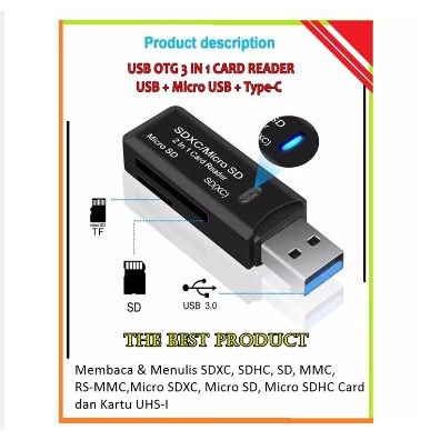 Card reader Usb A 2.0 micro type c S-leo Tf Micro sd Sd hc otg 3in1 XL-5692 - SLEO X-Leo xl5692